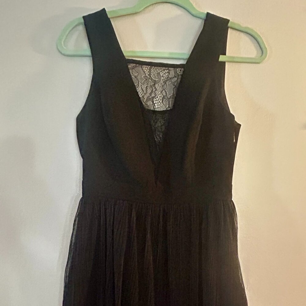 BCBGeneration Sleeveless Black Mini Dress with Lace Panels - Size 6
